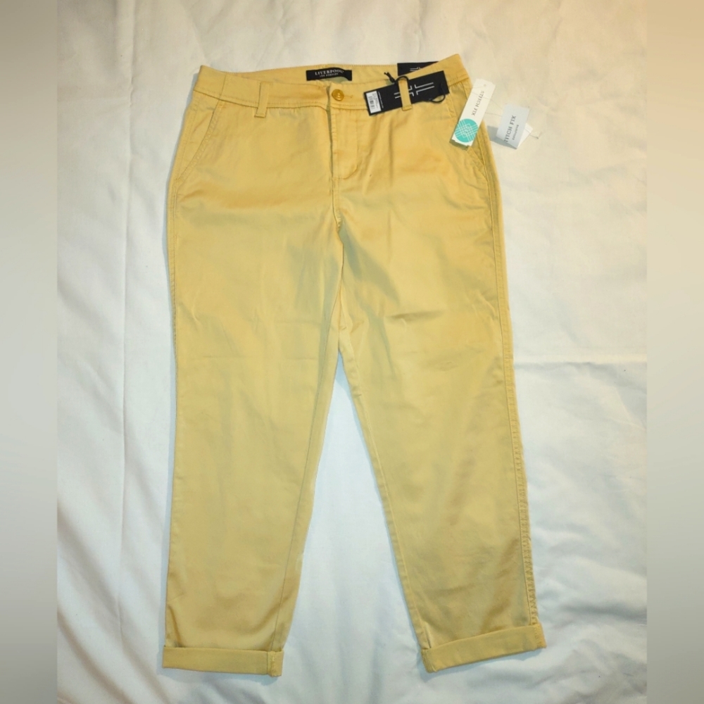 Liverpool Ryder Straight Leg Pants, size 10/30, Yellow